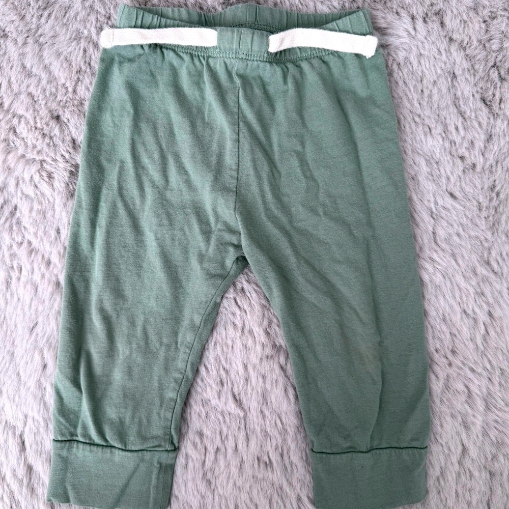 Baby Gap Sage Green Cotton Jogger Pants 6-12 Months Elastic Waist Ribbed Cuffs